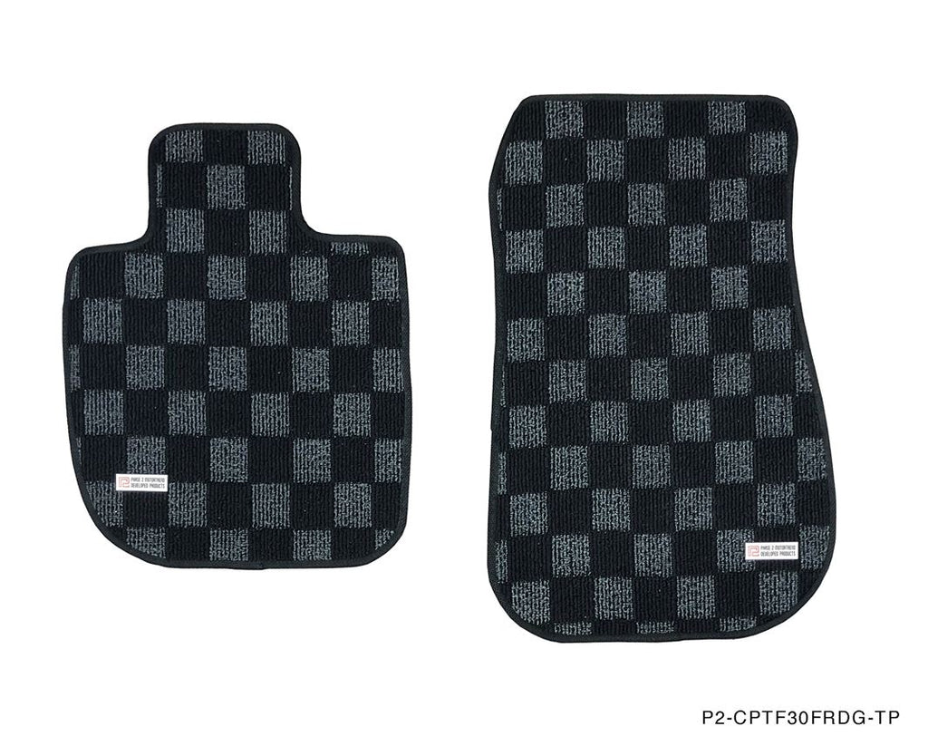 P2M Checkered Floor Mats - BMW F30 3-Series (2011-2019) - P2-CPTF304DFRDG-TP