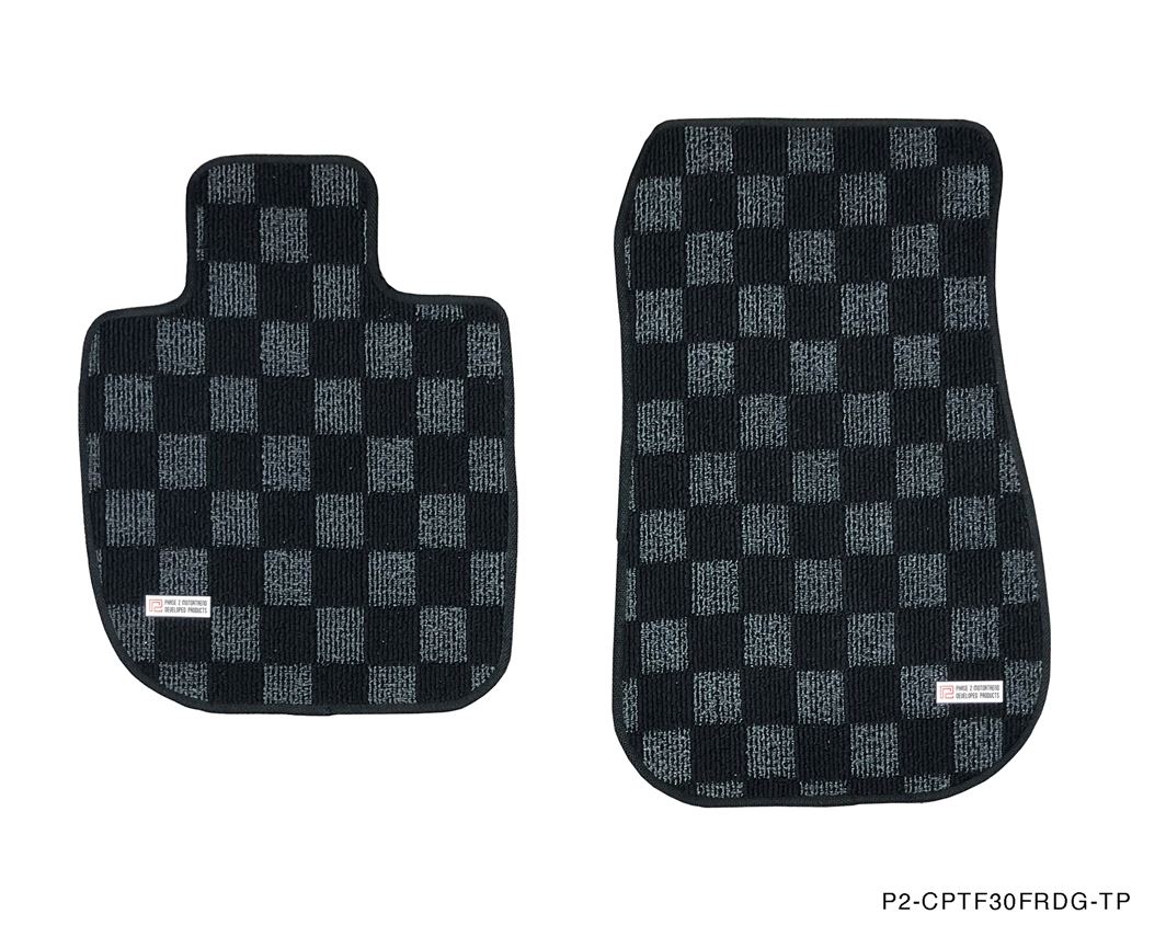 P2M Checkered Floor Mats - BMW F30 3-Series (2011-2019) - P2-CPTF304DFRDG-TP