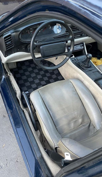 Phase 2 Motortrend (P2M) Checkered Carpet Race Floor Mats - Porsche 924 944 968 Coupe