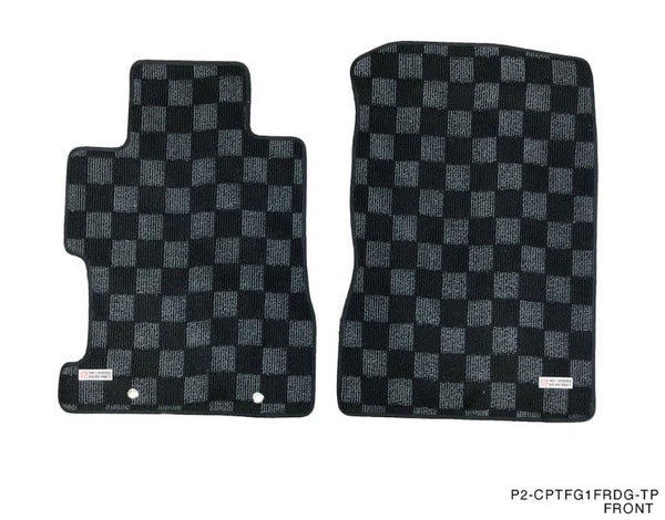 Phase 2 Motortrend (P2M) Front & Rear Checkered Race Carpet Floor Mats - Honda Civic & Si Coupe FG1 (2006-2011)