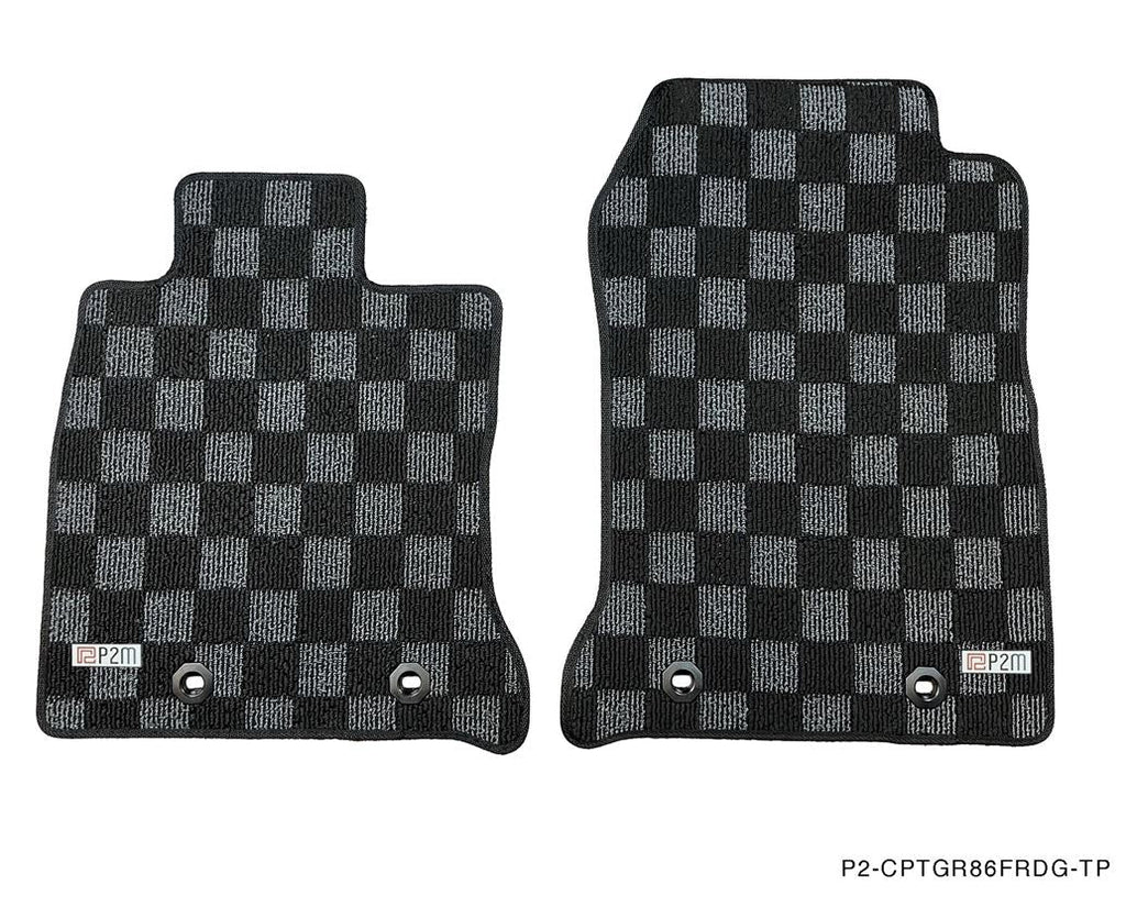 Phase 2 Motortrend (P2M) Front & Rear Checkered Race Carpet Floor Mats - Subaru BRZ (2022+)