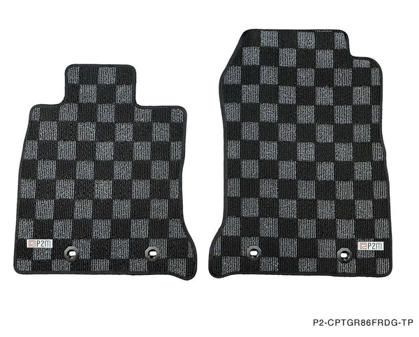 Phase 2 Motortrend (P2M) Front & Rear Checkered Race Carpet Floor Mats - Subaru BRZ (2022+)