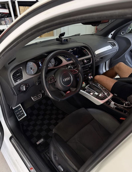 Phase 2 Motortrend (P2M) Checkered Carpet Race Floor Mats - Audi A4 / S4 B8 (2008-2015)