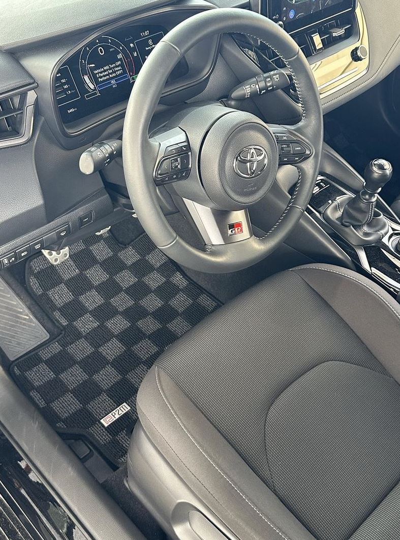 P2M Checkered Floor Mats - Toyota GR Corolla (2023+) - P2-CPTGZEA14FRDG-TP