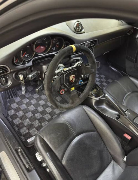Phase 2 Motortrend (P2M) Checkered Carpet Race Floor Mats - Porsche 911 Coupe (997) (2005-2012)