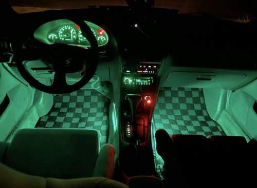 Phase 2 Motortrend (P2M) Checkered Carpet Race Floor Mats - Acura Integra Sedan DB7 DB8 (1994-2001)