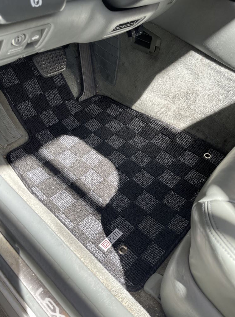 Phase 2 Motortrend (P2M) Checkered Carpet Race Floor Mats - Lexus LS400 UCF20 (1995-2000)