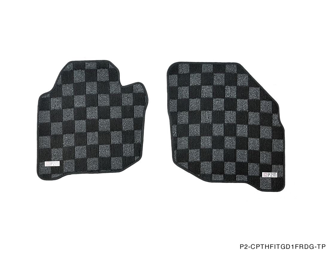 P2M Checkered Floor Mats - Honda Fit GD (2001-2008) - P2-CPTHFIT0108FRDG-TP