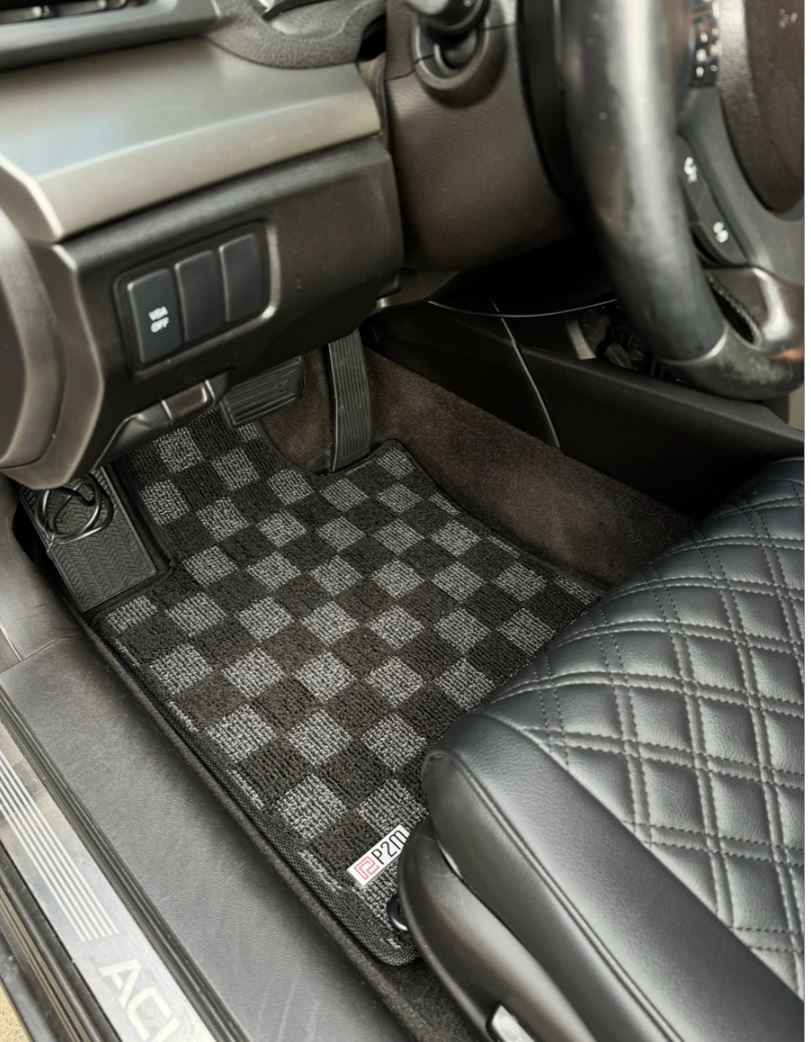 Phase 2 Motortrend (P2M) Checkered Carpet Race Floor Mats - Acura TSX CU1 CU2 (2009-2014)