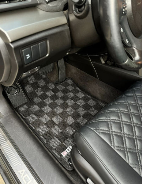 Phase 2 Motortrend (P2M) Checkered Carpet Race Floor Mats - Acura TSX CU1 CU2 (2009-2014)