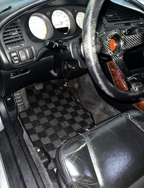 Phase 2 Motortrend (P2M) Checkered Carpet Race Floor Mats - Acura CL Coupe [YA4] (2000-2003)