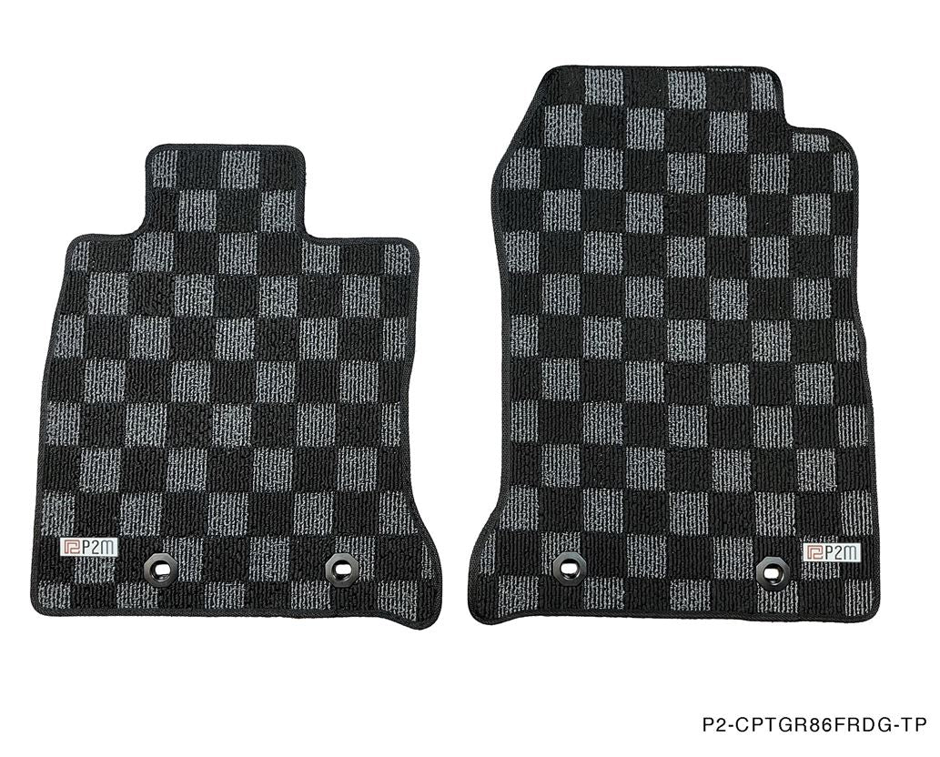 Phase 2 Motortrend (P2M) Front & Rear Checkered Race Carpet Floor Mats - Toyota GR86 (2022+)
