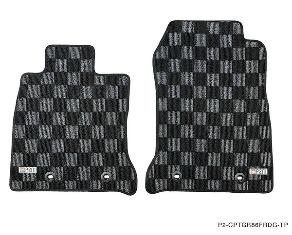 Phase 2 Motortrend (P2M) Front & Rear Checkered Race Carpet Floor Mats - Toyota GR86 (2022+)
