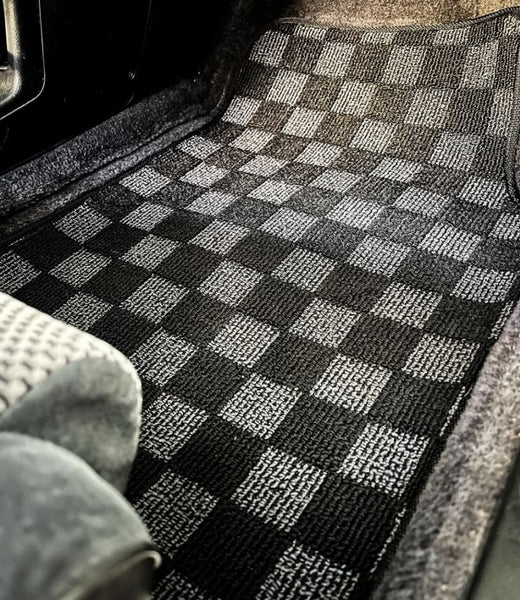 Phase 2 Motortrend (P2M) Checkered Front Floor Mats - Honda Civic / CRX (1984-1987)