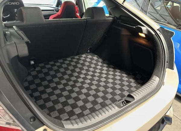 Phase 2 Motortrend (P2M) Checkered Carpet Race Trunk Mat - Honda Civic Hatchback FK (2017-2021)