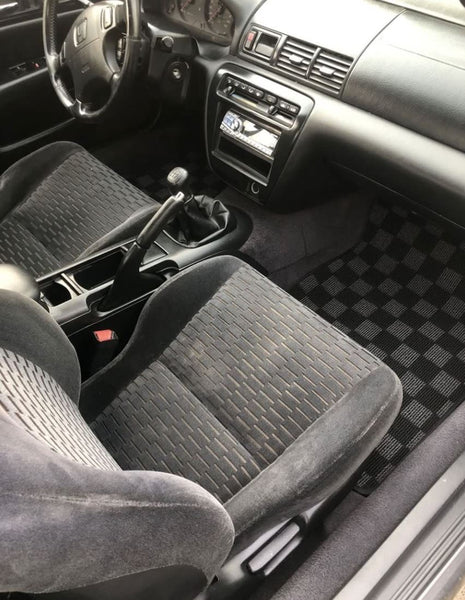 Phase 2 Motortrend (P2M) Checkered Carpet Race Floor Mats - Honda Prelude BB6 (1997-2001)