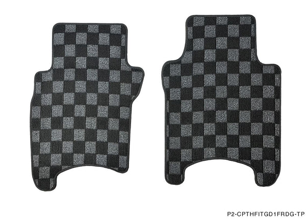 Phase 2 Motortrend (P2M) Checkered Carpet Race Floor Mats - Honda Fit GD (2001-2008)