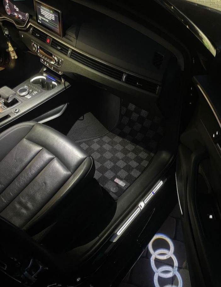 Phase 2 Motortrend (P2M) Checkered Carpet Race Floor Mats - Audi A4 / S4 B9 (2016-2025)