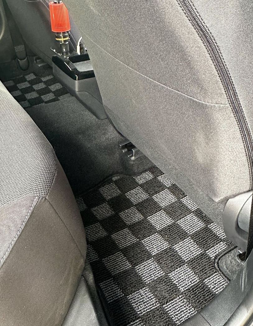 P2M Checkered Floor Mats - Toyota GR Corolla (2023+) - P2-CPTGZEA14FRDG-TP