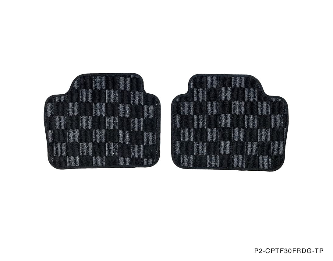P2M Checkered Floor Mats - BMW F30 3-Series (2011-2019) - P2-CPTF304DFRDG-TP