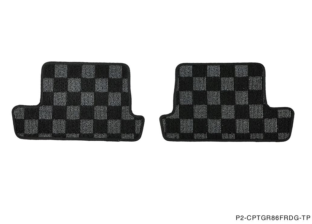 Phase 2 Motortrend (P2M) Front & Rear Checkered Race Carpet Floor Mats - Subaru BRZ (2022+)