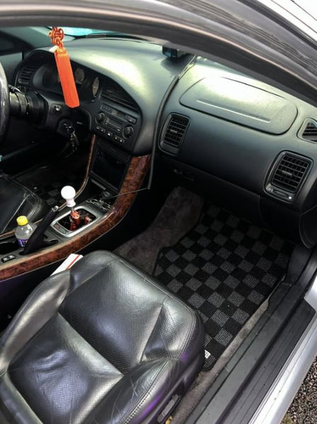 Phase 2 Motortrend (P2M) Checkered Carpet Race Floor Mats - Acura CL Coupe [YA4] (2000-2003)