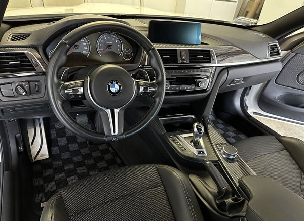 P2M Phase 2 Carpet Floor Mats – Front & Rear Set For BMW F10 5 Series Sedan 2010-2017, Dark Grey With Embroidered Logo