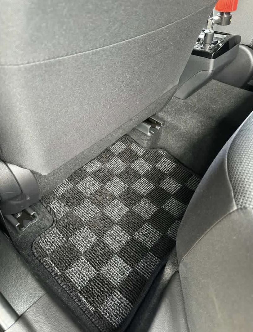 P2M Checkered Floor Mats - Toyota GR Corolla (2023+) - P2-CPTGZEA14FRDG-TP