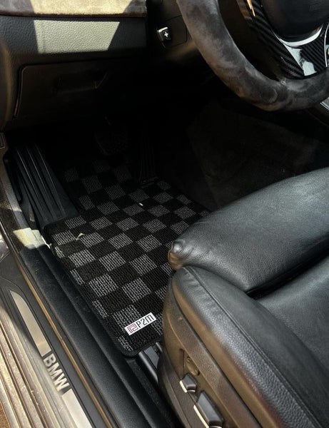 Phase 2 Motortrend (P2M) Checkered Carpet Race Floor Mats - BMW F10 5-Series Sedan (2010-2017)