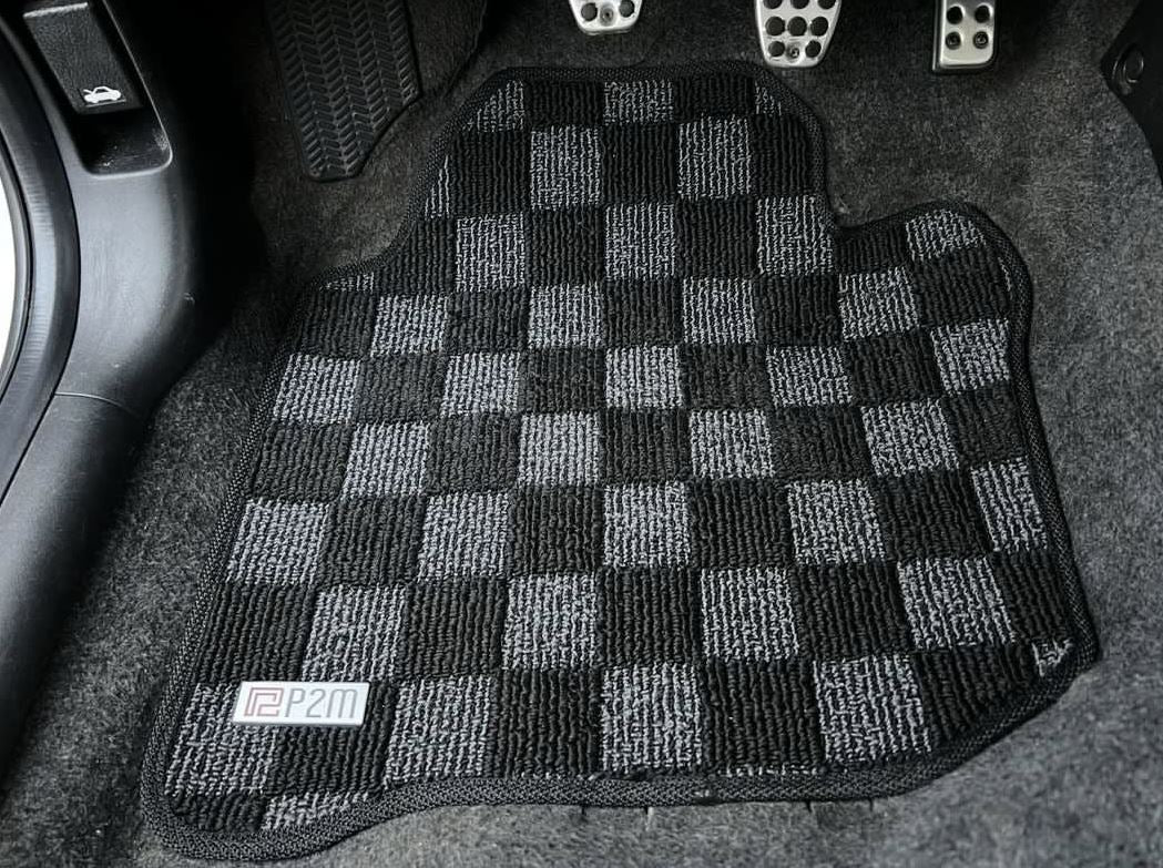 P2M Checkered Floor Mats - Honda Fit GD (2001-2008) - P2-CPTHFIT0108FRDG-TP