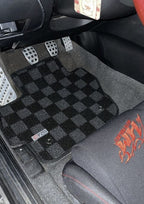 Phase 2 Motortrend (P2M) Front & Rear Checkered Race Carpet Floor Mats - Mazda 3 BL (2010-2013)