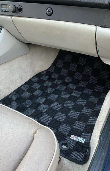 Phase 2 Motortrend (P2M) Checkered Carpet Race Floor Mats - Porsche 924 944 968 Coupe
