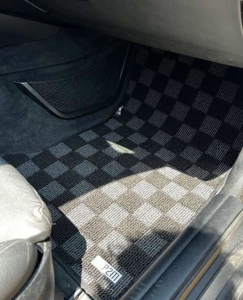 Phase 2 Motortrend (P2M) Checkered Carpet Race Floor Mats - BMW F10 5-Series Sedan (2010-2017)