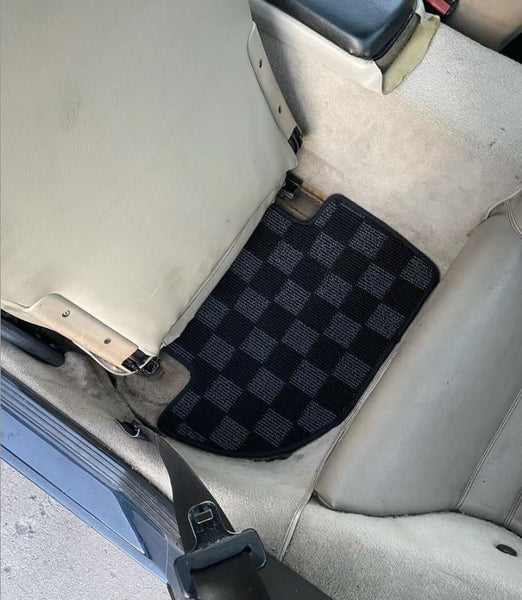 Phase 2 Motortrend (P2M) Checkered Carpet Race Floor Mats - Porsche 924 944 968 Coupe