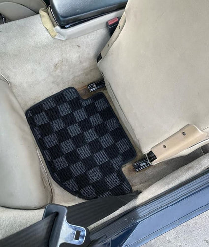 Phase 2 Motortrend (P2M) Checkered Carpet Race Floor Mats - Porsche 924 944 968 Coupe