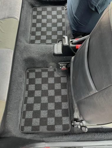 Phase 2 Motortrend (P2M) Checkered Carpet Race Floor Mats - Honda Civic SH3 EF Hatch Sedan Wagon (1988-1991)