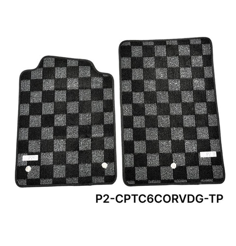 Phase 2 Motortrend (P2M) Checkered Carpet Race Floor Mats - Chevrolet C6 Corvette (2007.5-2013)