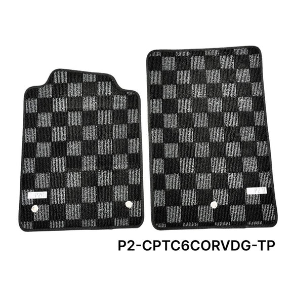 Phase 2 Motortrend (P2M) Checkered Carpet Race Floor Mats - Chevrolet C6 Corvette (2007.5-2013)