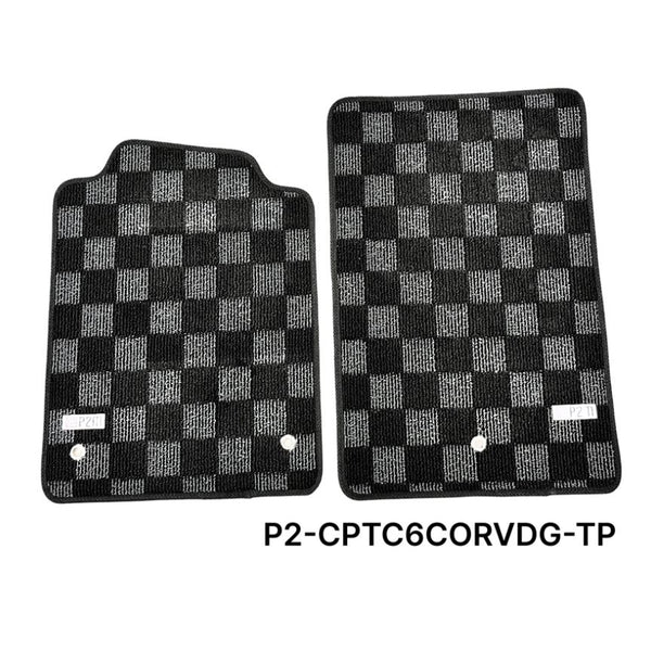 Phase 2 Motortrend (P2M) Checkered Carpet Race Floor Mats - Chevrolet C6 Corvette (2007.5-2013)
