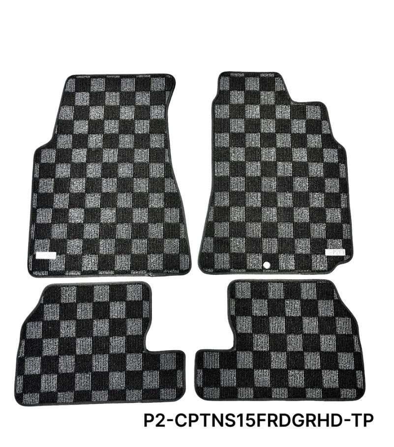 Phase 2 Motortrend (P2M) Checkered Carpet Race Floor Mats - Nissan Silvia S15 (1999-2002)