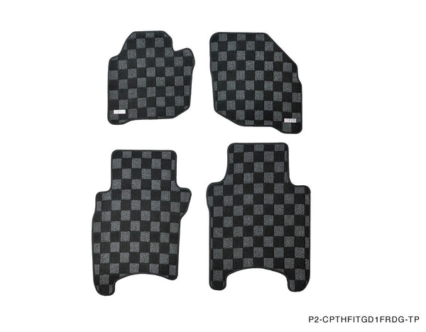 Phase 2 Motortrend (P2M) Checkered Carpet Race Floor Mats - Honda Fit GD (2001-2008)