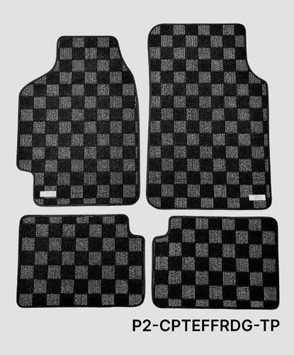 Phase 2 Motortrend (P2M) Checkered Carpet Race Floor Mats - Honda Civic SH3 EF Hatch Sedan Wagon (1988-1991)