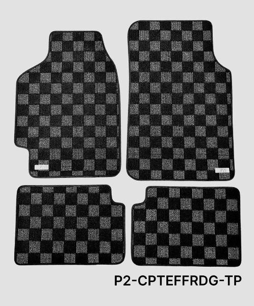 Phase 2 Motortrend (P2M) Checkered Carpet Race Floor Mats - Honda Civic SH3 EF Hatch Sedan Wagon (1988-1991)