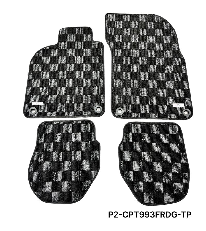 Phase 2 Motortrend (P2M) Checkered Carpet Race Floor Mats - Porsche 911 [993] (1993-1998)