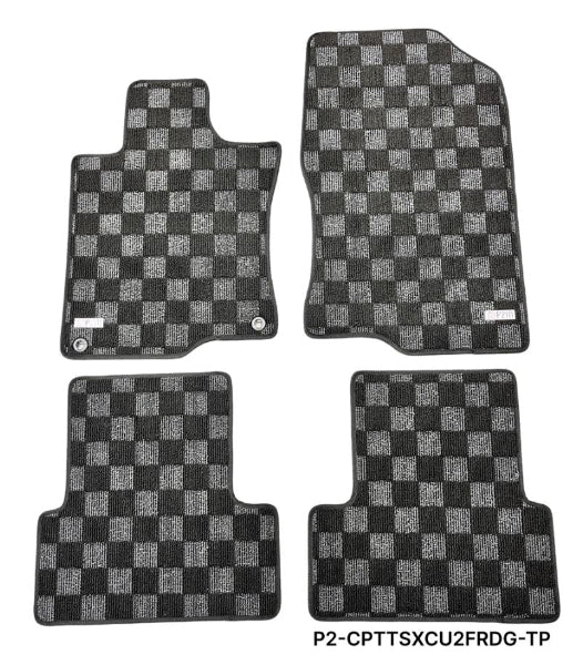 Phase 2 Motortrend (P2M) Checkered Carpet Race Floor Mats - Acura TSX CU1 CU2 (2009-2014)