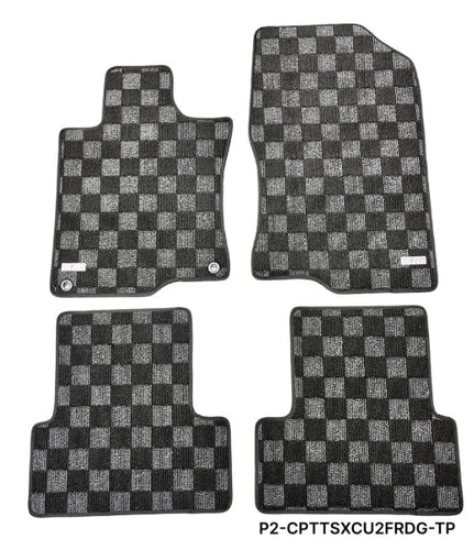 Phase 2 Motortrend (P2M) Checkered Carpet Race Floor Mats - Acura TSX CU1 CU2 (2009-2014)