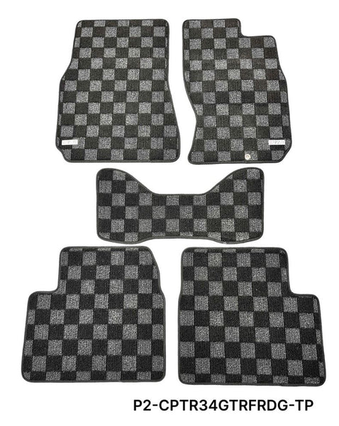 Phase 2 Motortrend (P2M) Checkered Carpet Race Floor Mats - Nissan Skyline R34 GT-R
