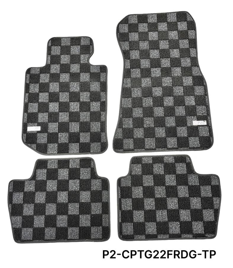 Phase 2 Motortrend (P2M) Checkered Carpet Race Floor Mats - BMW 4-SERIES Coupe G22/G82 (2020-2025)