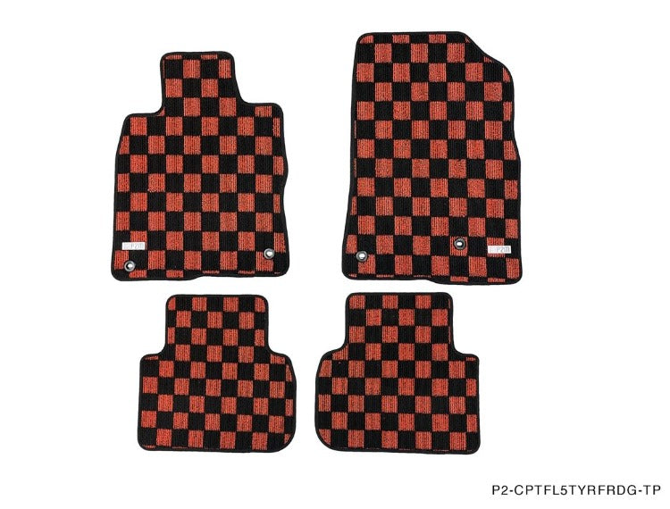 P2M Red Checkered Flag Carpet Floor Mats - Honda Civic FL5 (2022+)