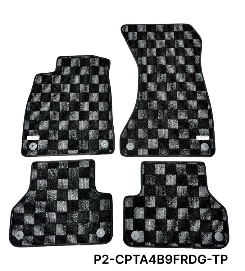 Phase 2 Motortrend (P2M) Checkered Carpet Race Floor Mats - Audi A4 / S4 B9 (2016-2025)